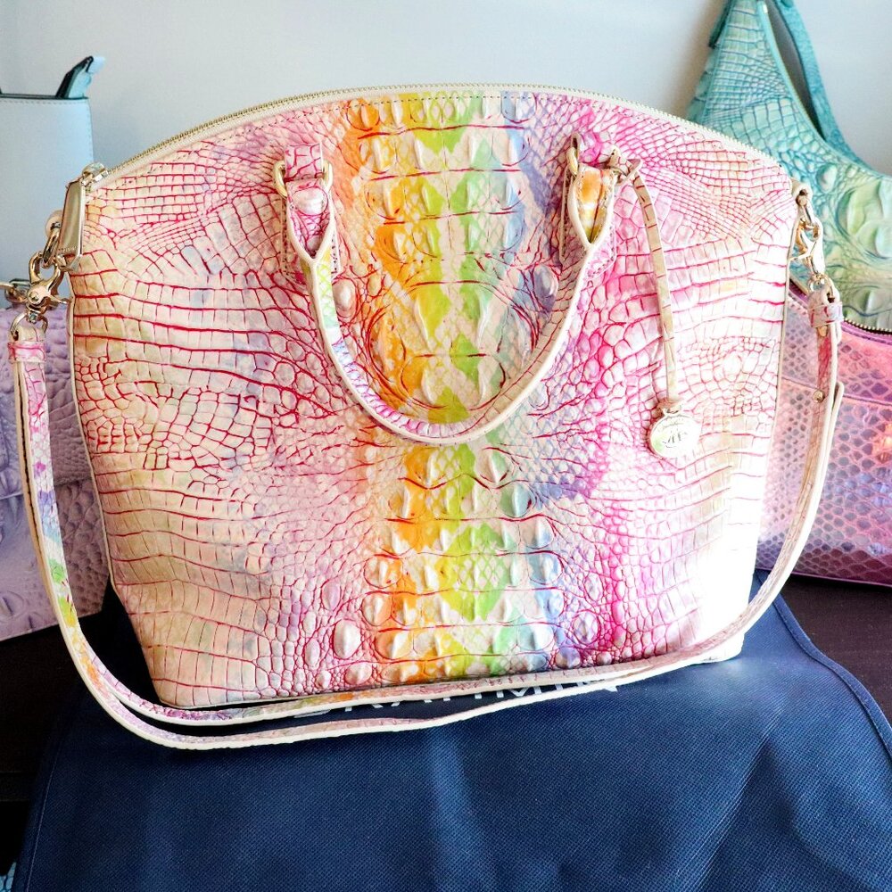 Brahmin Rainbow Optimism Melbourne Ombre Duxbury Large Satchel Pristine &wallet - Picture 2 of 16